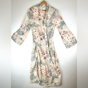 Papinelle Anabella Maxi Wrap Lightweight Cotton/Silk Lace Trim Robe Missing Belt